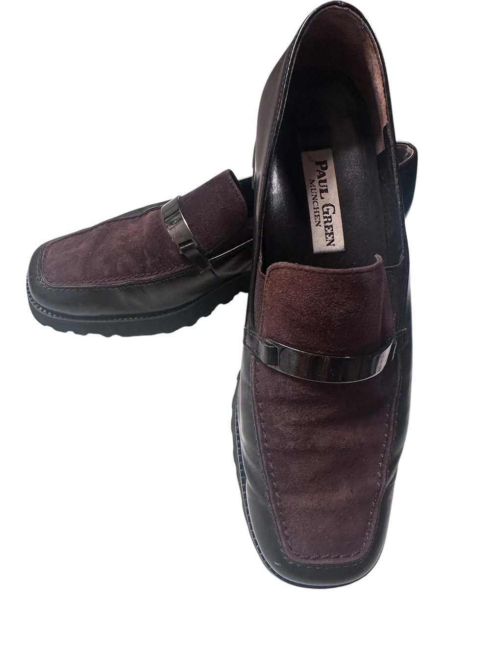 Paul Green Women’s Brown Suede & Black Leather Slip-On Loafers Size 7